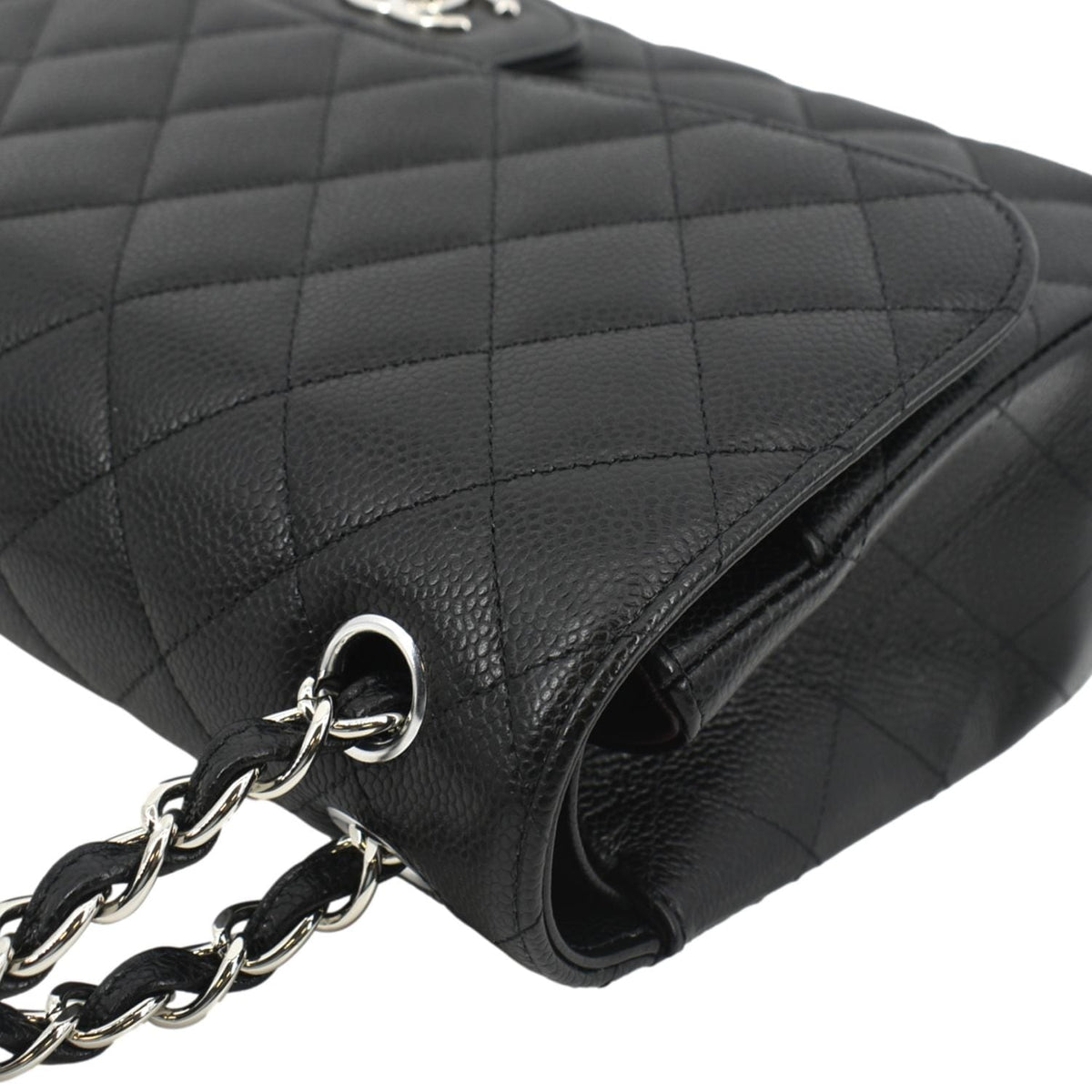Chanel Classic Large Double Flap Quilted Leather Shoulder Bag Black