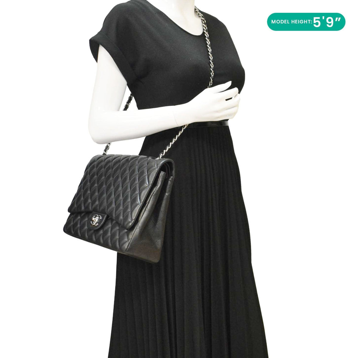 Chanel Classic Double Flap Quilted Leather Crossbody Bag Black