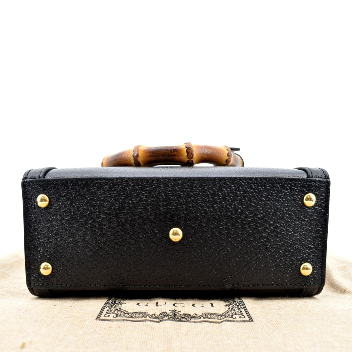 GUCCI Diana Bamboo Mini Leather Tote Bag Black 702732