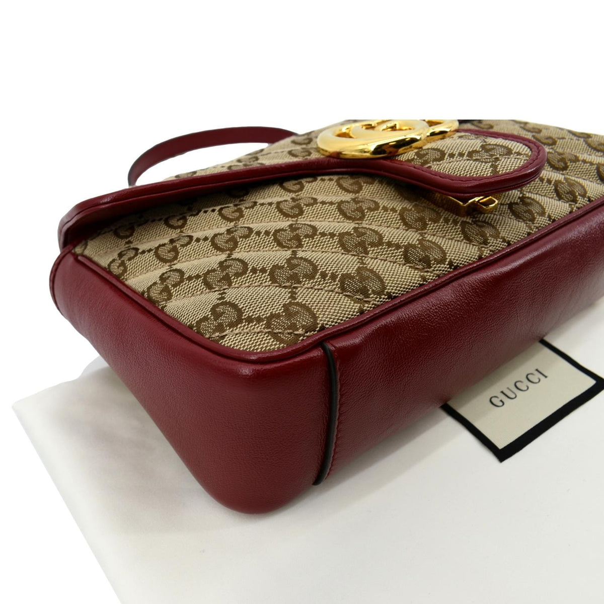 GUCCI GG Marmont Small Matelasse Canvas Shoulder Bag Red 443497