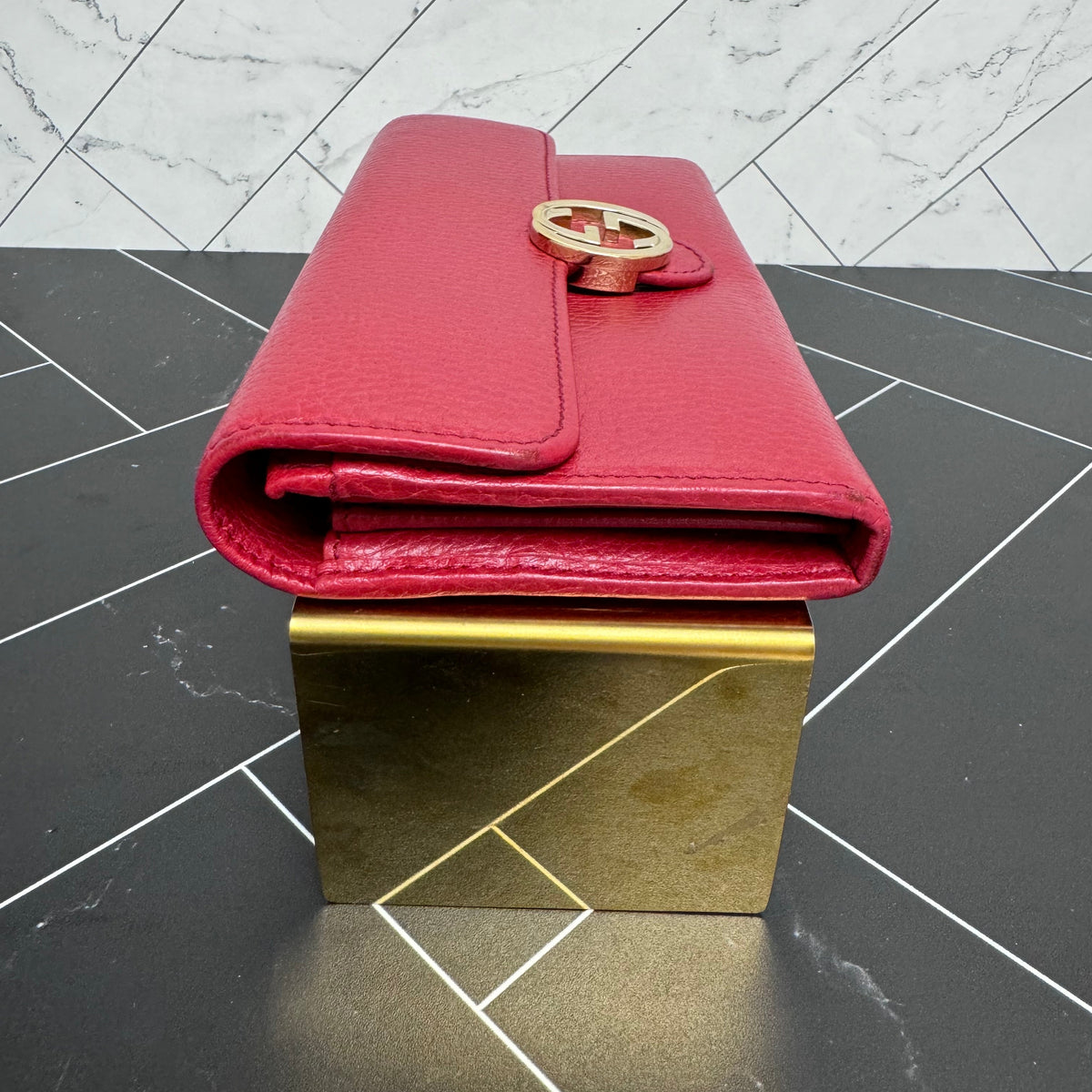 Gucci Red Leather Interlocking G Long Wallet
