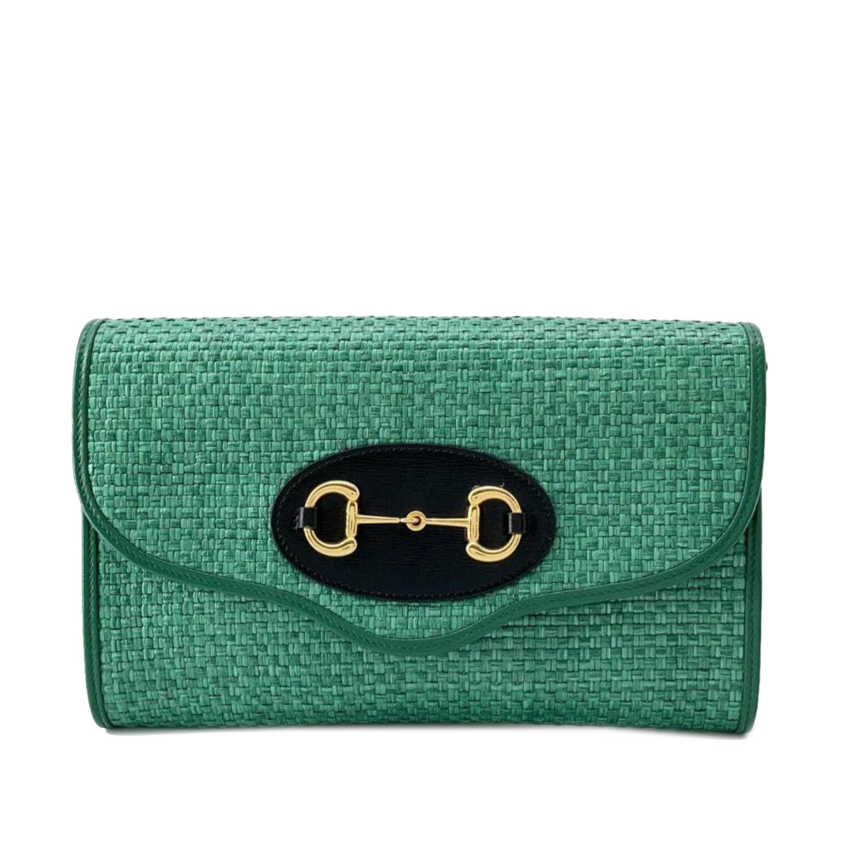 GUCCI Raffia Horsebit 1955 Chain Bag