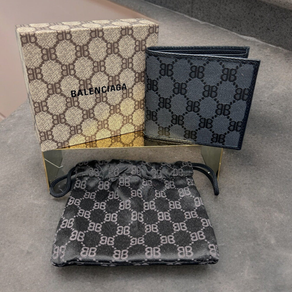 BRAND NEW- Gucci X Balenciaga Black Canvas Bifold