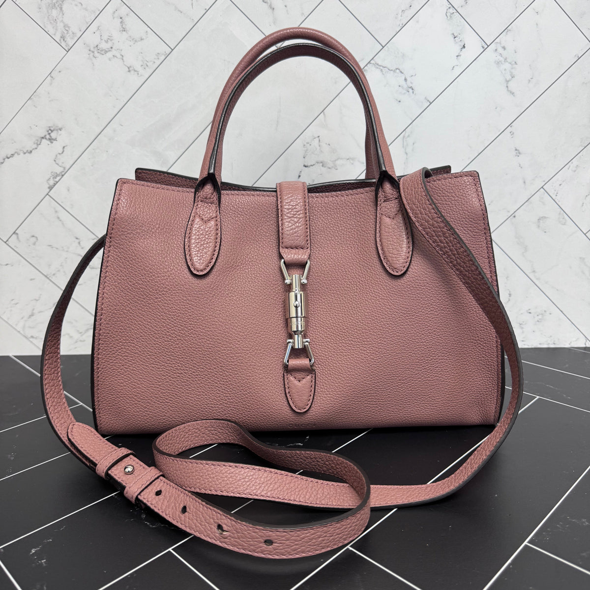 Gucci Mauve Leather Medium Soft Jackie 2Way Tote Bag