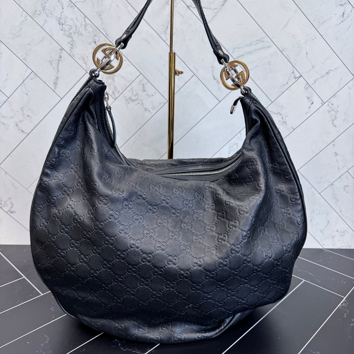 Gucci Black Twins Large Hobo Tote Bag