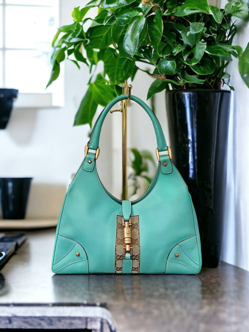 Gucci Teal Leather Jackie Shoulder Bag