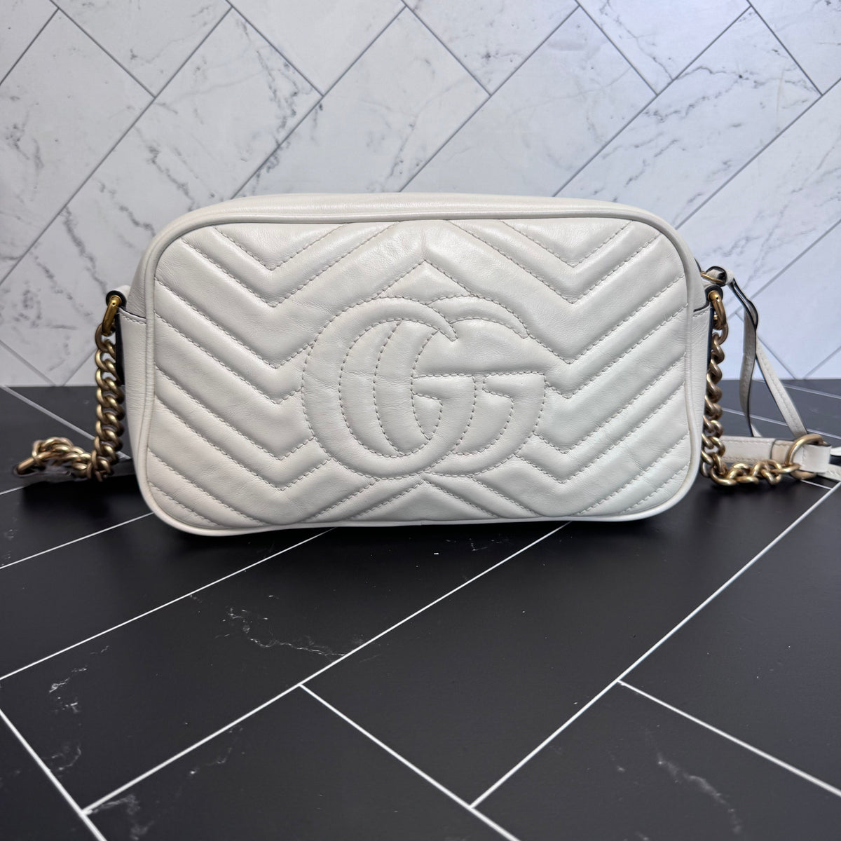 Gucci White Marmont Crossbody