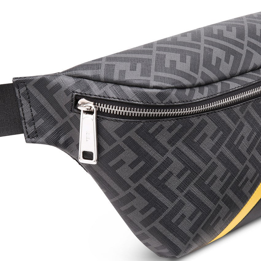 FENDI Black Yellow PVC Leather Waist Pouch