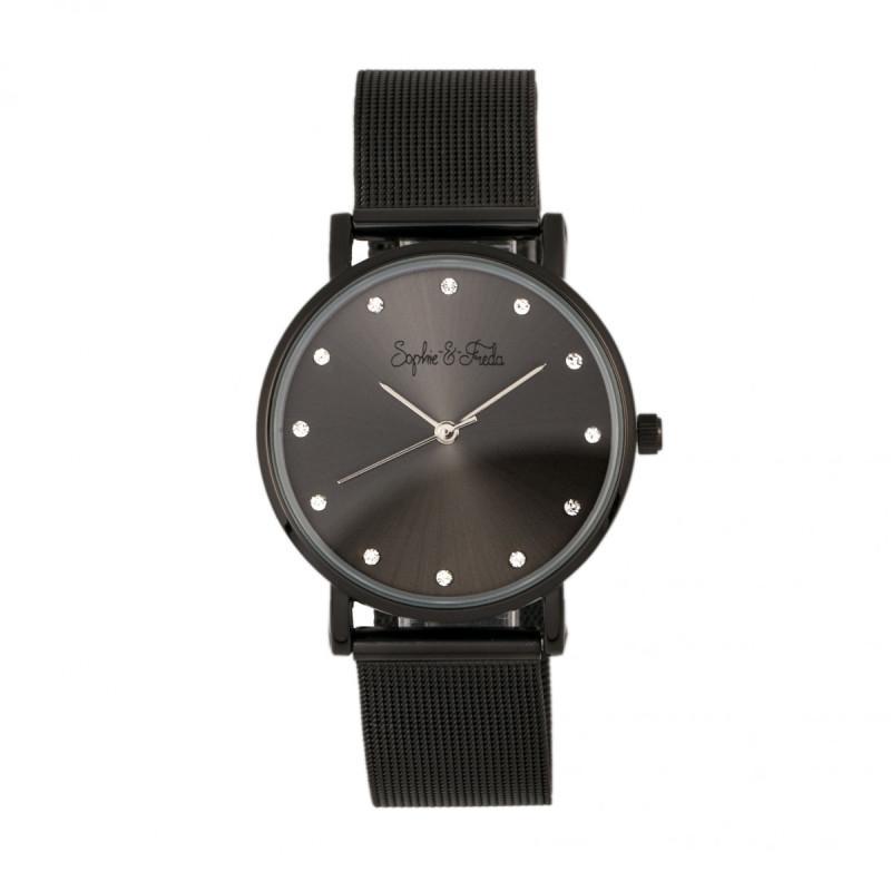 Sophie & Freda Savannah Mesh Bracelet Watch w/Swarovski Crystals
