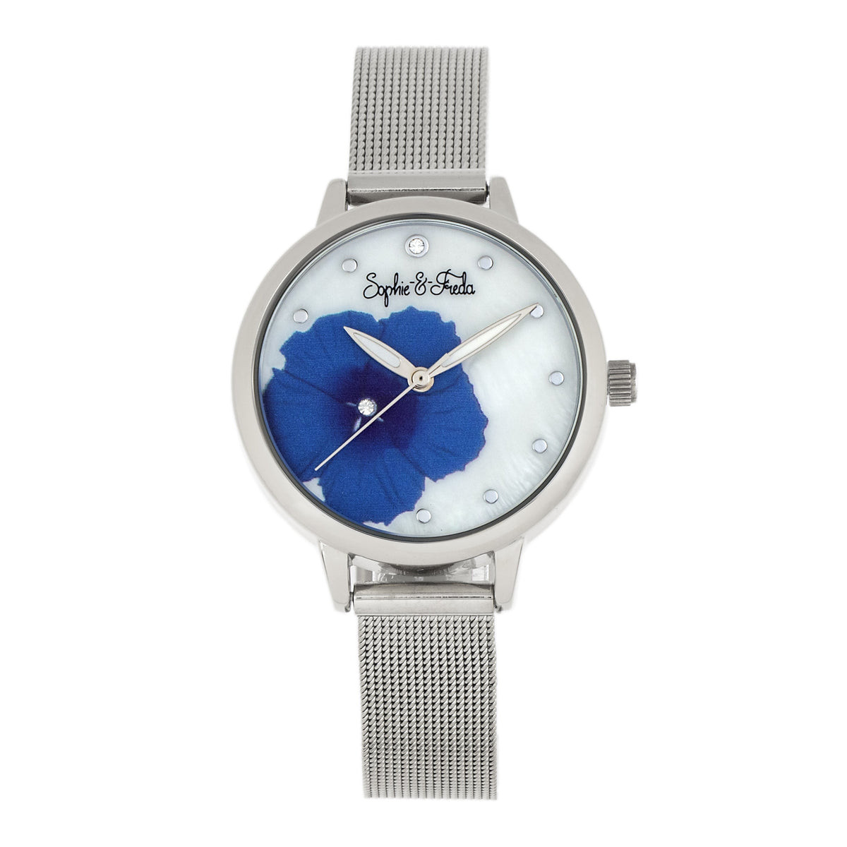 Sophie and Freda Raleigh Mother-Of-Pearl Bracelet Watch w/Swarovski Crystals - Blue