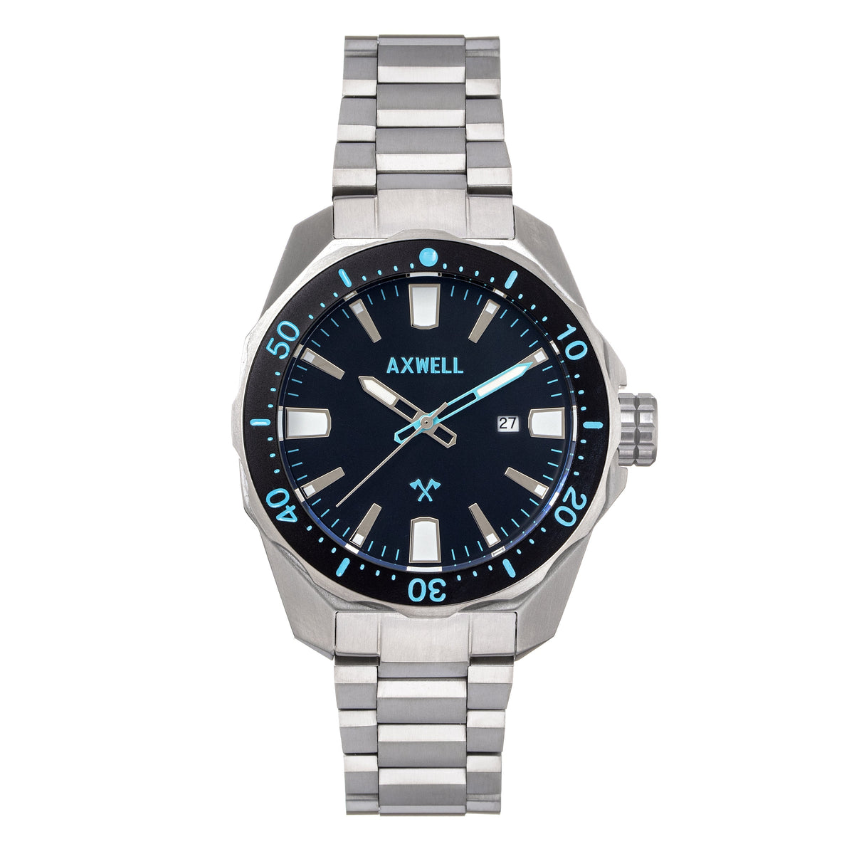 Axwell Timber Bracelet Watch w/ Date - Black/Blue