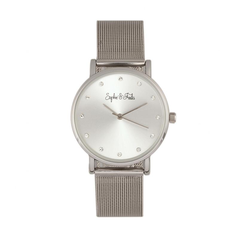 Sophie & Freda Savannah Mesh Bracelet Watch w/Swarovski Crystals