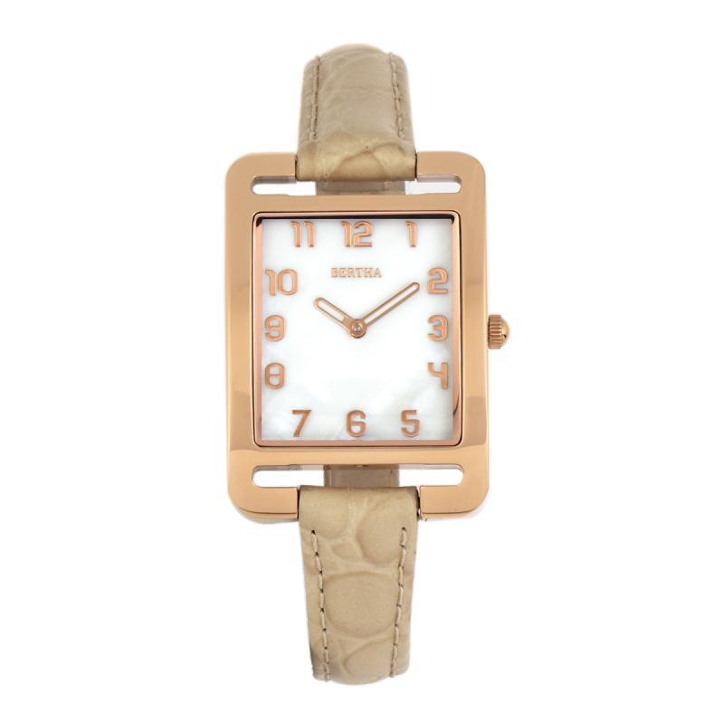Bertha Marisol Swiss MOP Leather-Band Watch
