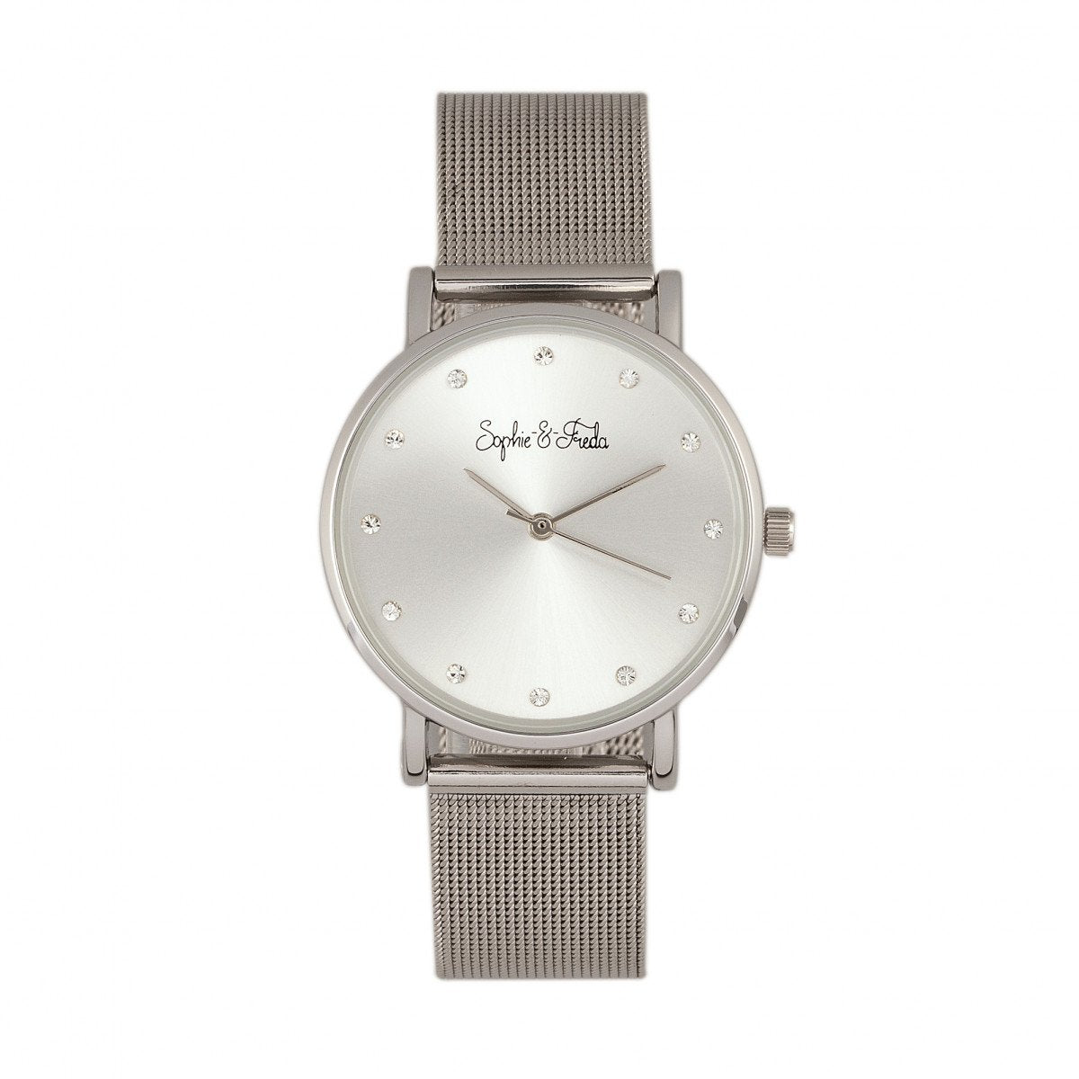 Sophie & Freda Savannah Mesh Bracelet Watch w/Swarovski Crystals