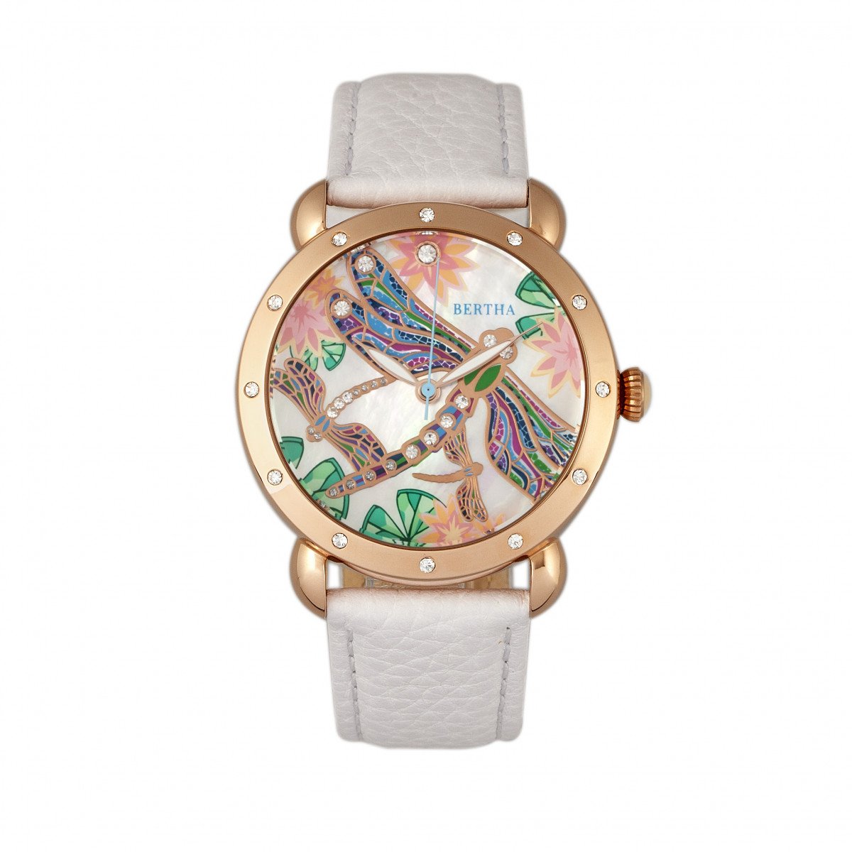 Bertha Jennifer MOP Leather-Band Ladies Watch