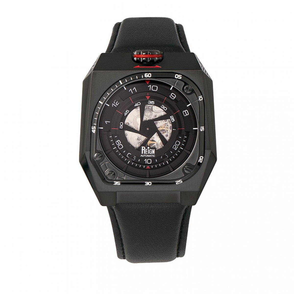 Reign Asher Automatic Sapphire Crystal Leather-Band Watch