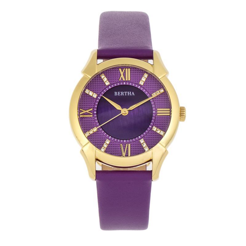 Bertha Ida Mother-of-Pearl Leather-Band Watch