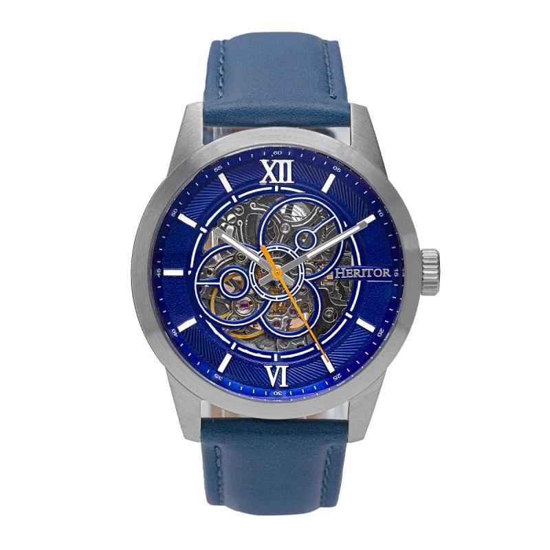 Heritor Automatic Jonas Leather-Band Skeleton Watch