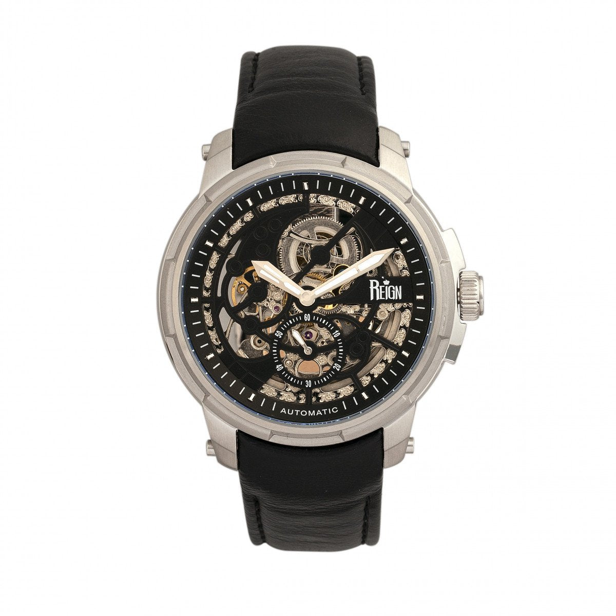 Reign Matheson Automatic Skeleton Dial Leather-Band Watch