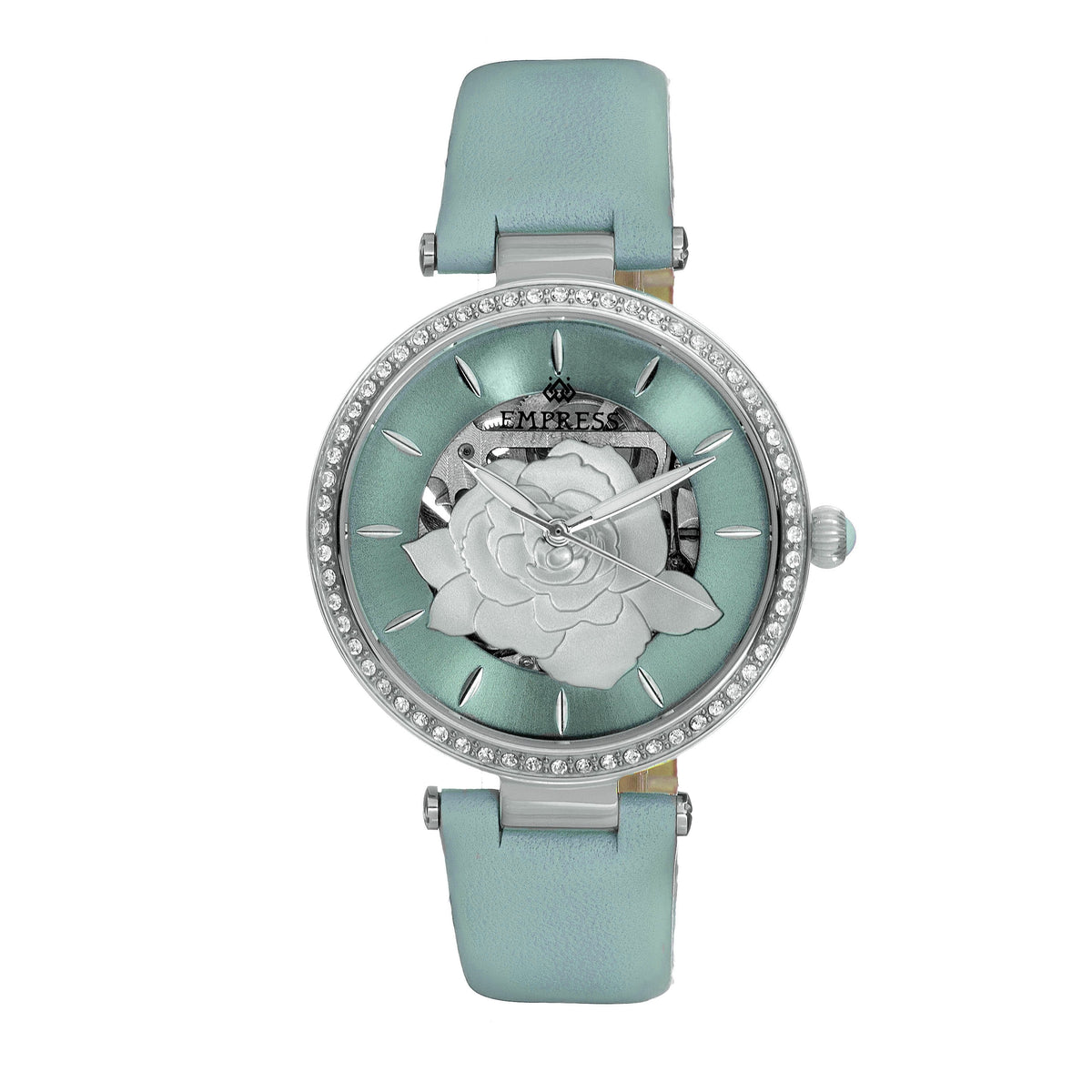 Empress Anne Automatic Semi-Skeleton Leather-Band Watch