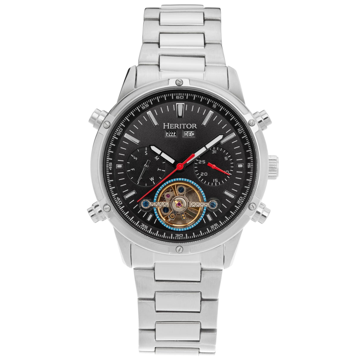 Heritor Automatic Wilhelm Semi-Skeleton Bracelet Watch w/Day/Date