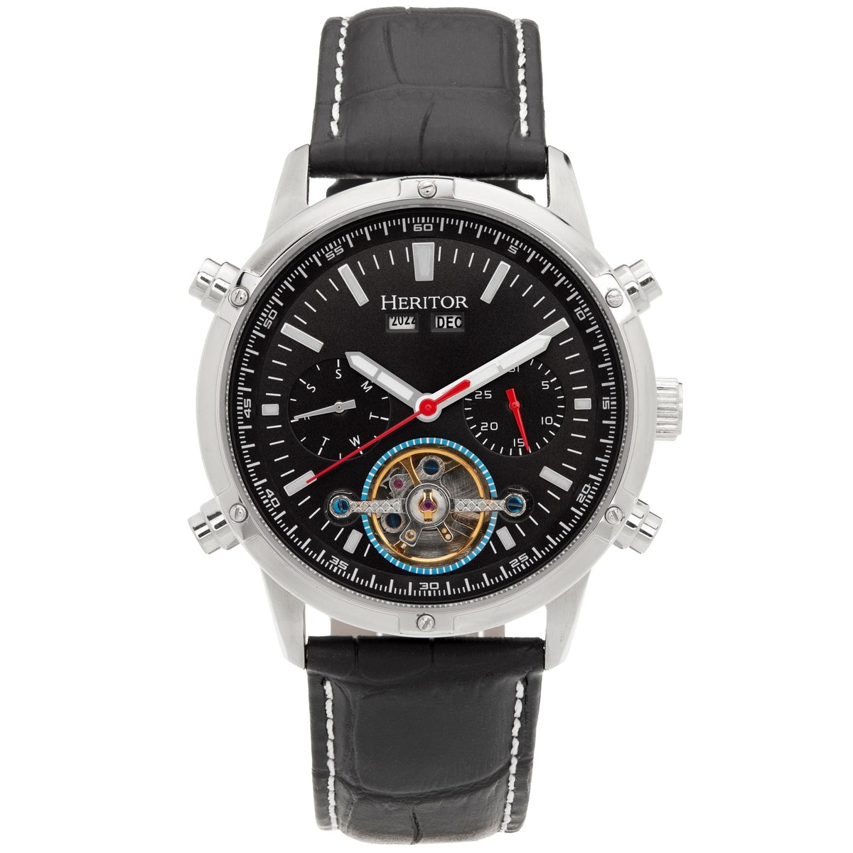 Heritor Automatic Wilhelm Semi-Skeleton Bracelet Watch w/Day/Date