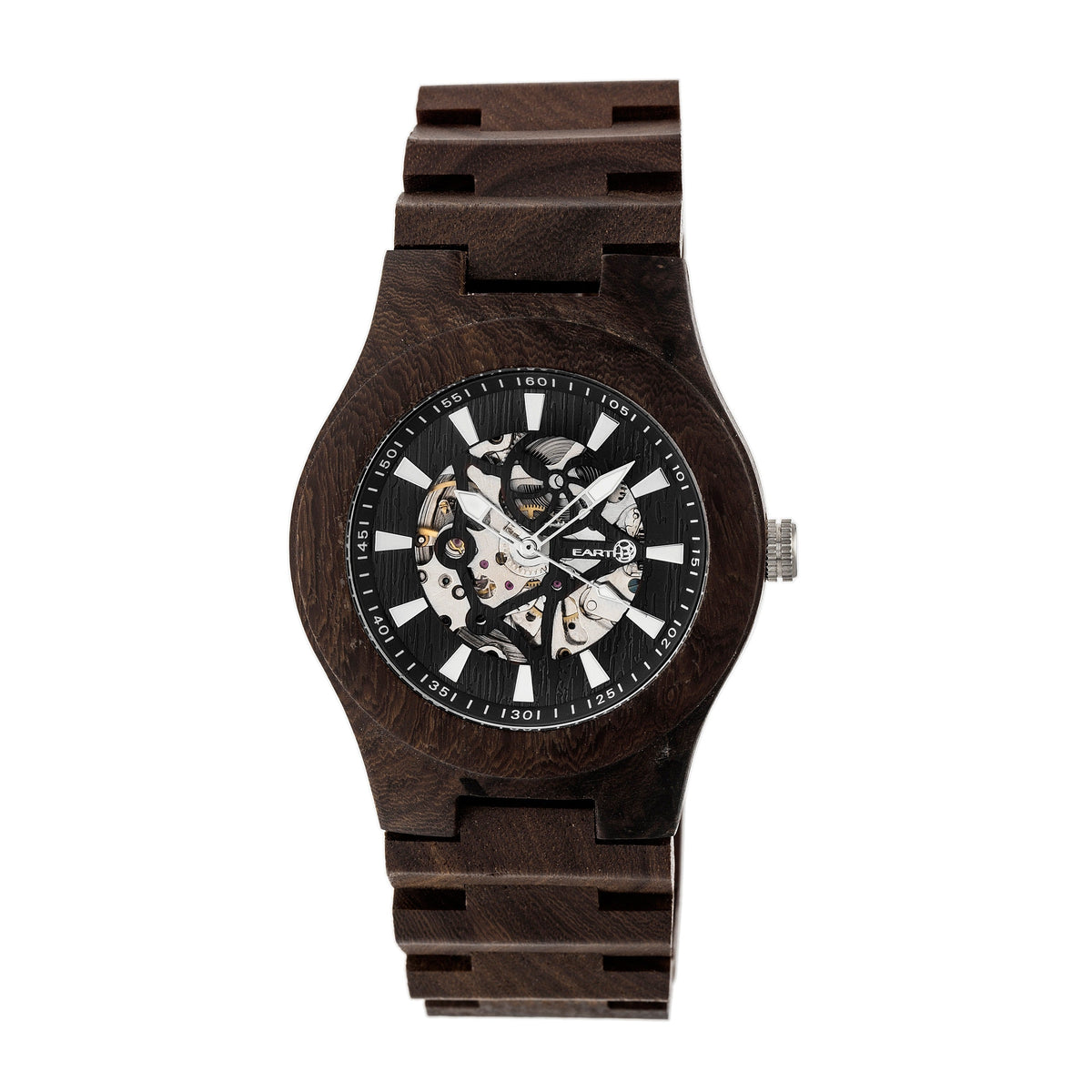 Earth Wood Gobi Automatic Skeleton Bracelet Watch - Dark Brown
