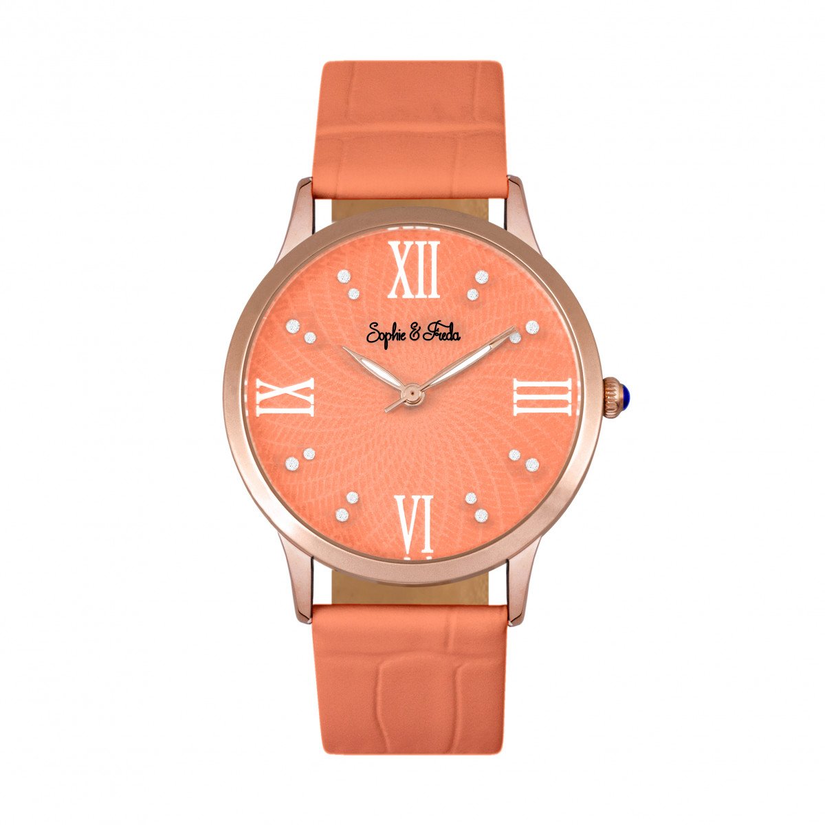Sophie & Freda Sonoma Leather-Band Watch w/Swarovski Crystals