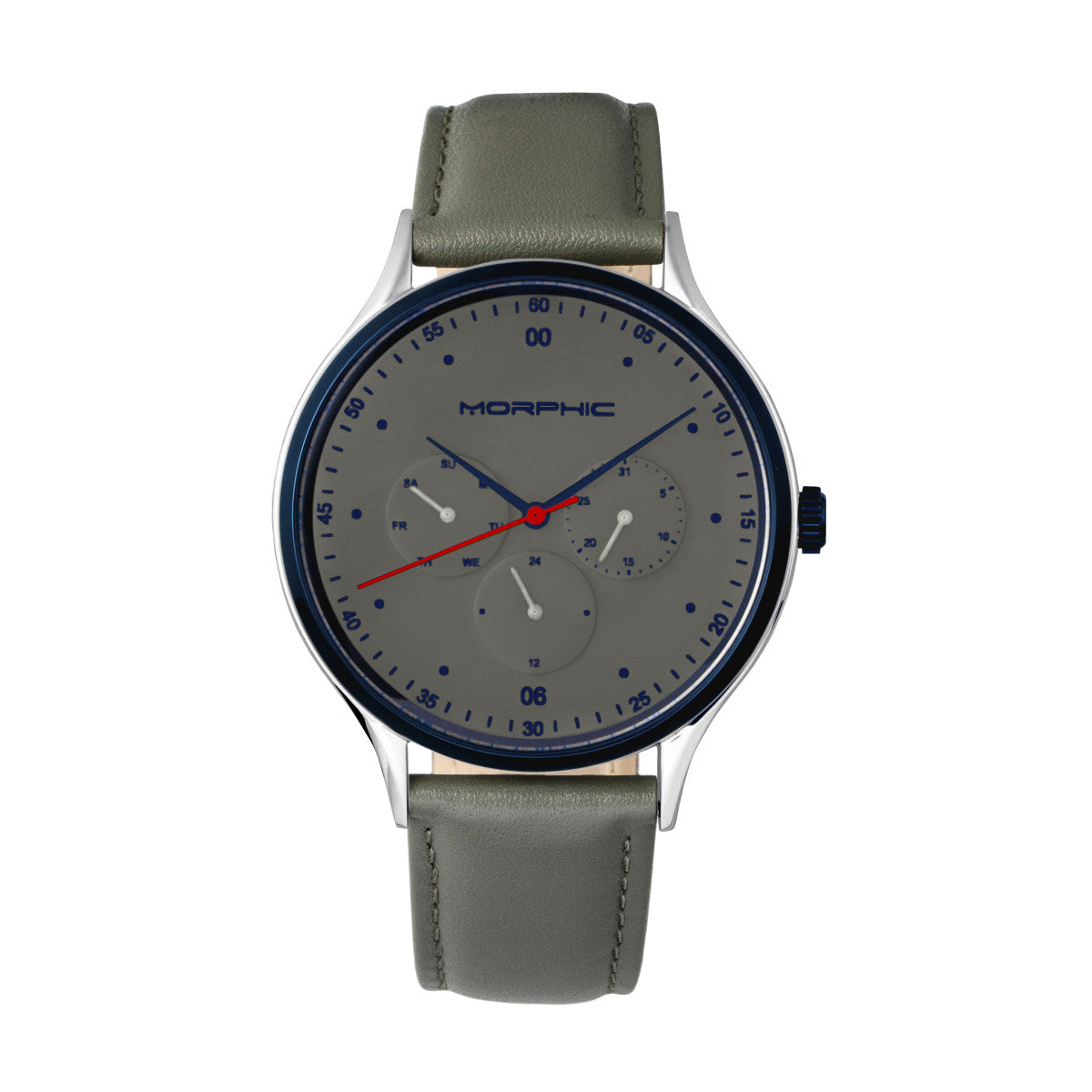 Morphic M65 Series Leather-Band Watch w/Day/Date - Grey