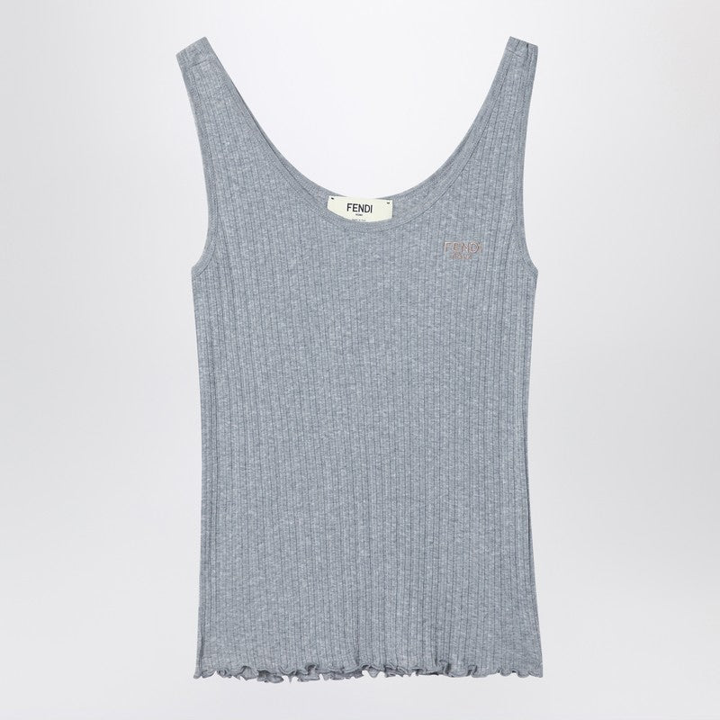 Fendi Grey Jersey Tank Top Women