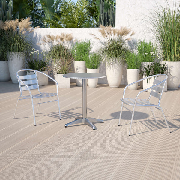 23.5" round Aluminum Indoor-Outdoor Table with Base