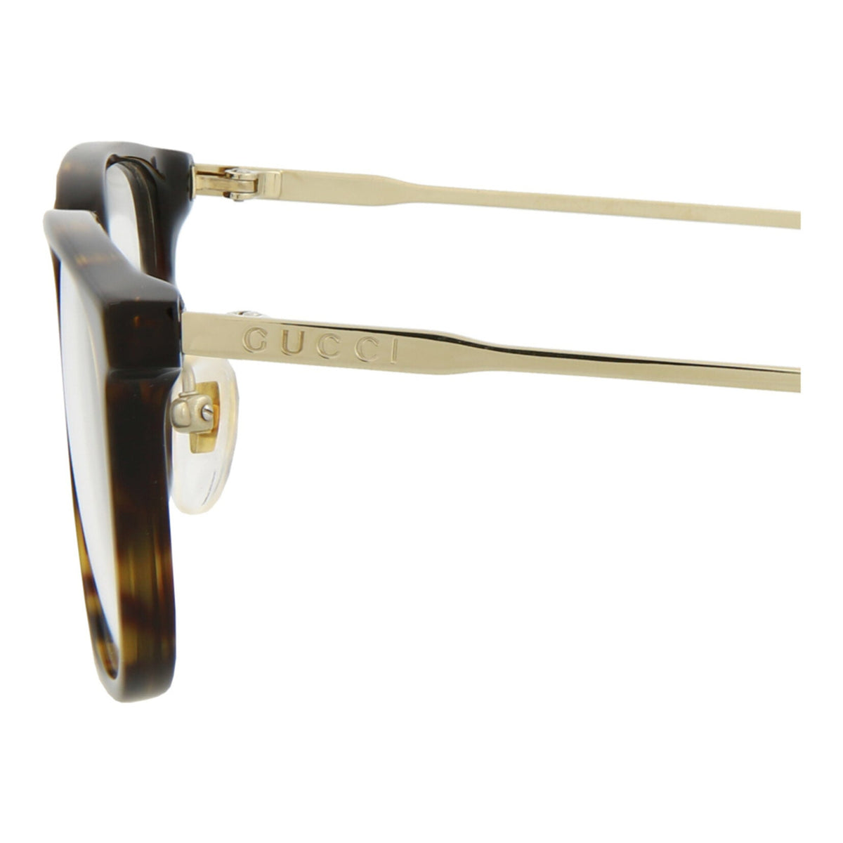Gucci Mens Square/Rectangle Havana Gold Transparent Fashion Designer Eyewear