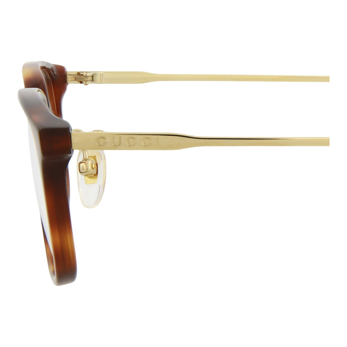 Gucci Mens Square/Rectangle Havana Gold Transparent Fashion Designer Eyewear