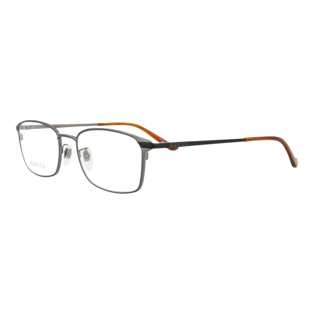 Gucci Mens Square/Rectangle Ruthenium Black Transparent Fashion Designer Eyewear