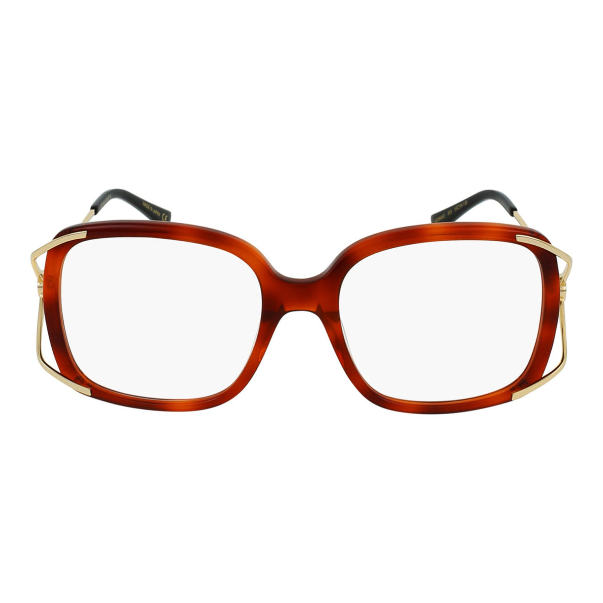 Gucci Womens Square/Rectangle Havana Gold Transparent Fashion Designer Eyewear