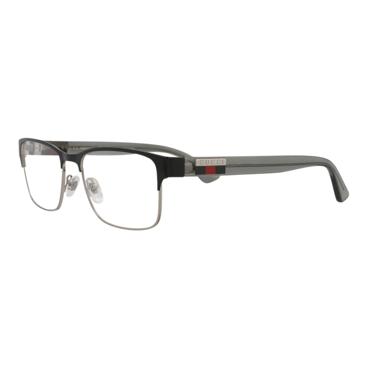 Gucci Mens Square/Rectangle Silver Grey Transparent Fashion Designer Eyewear
