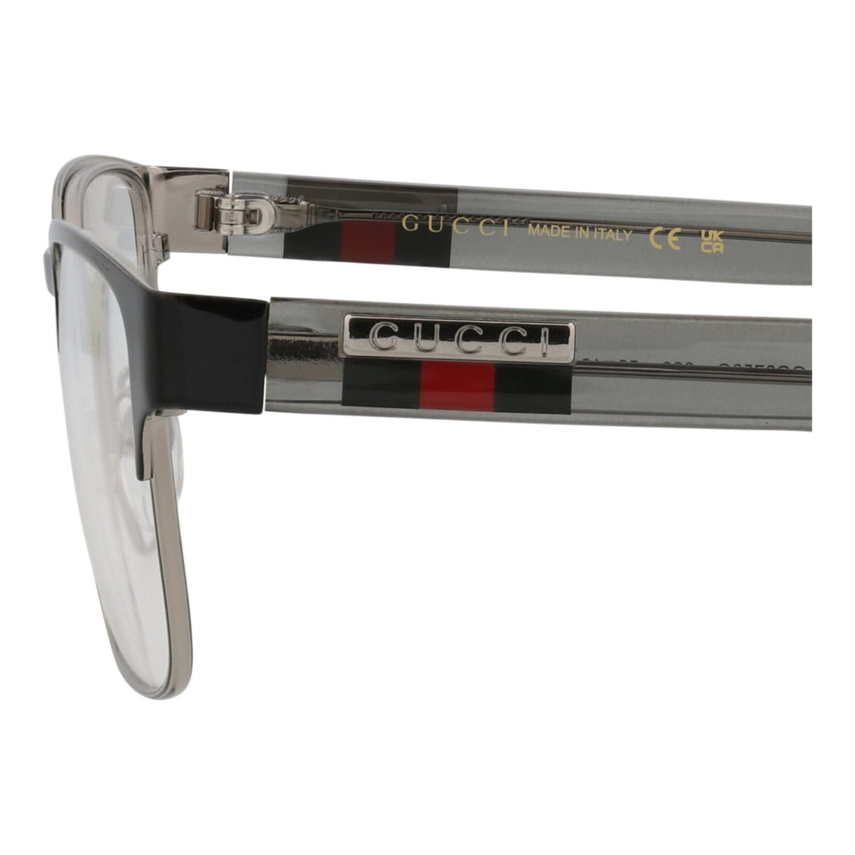 Gucci Mens Square/Rectangle Silver Grey Transparent Fashion Designer Eyewear