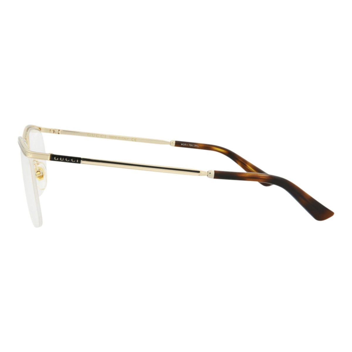 Gucci Mens Square/Rectangle Gold Gold Transparent Fashion Designer Eyewear