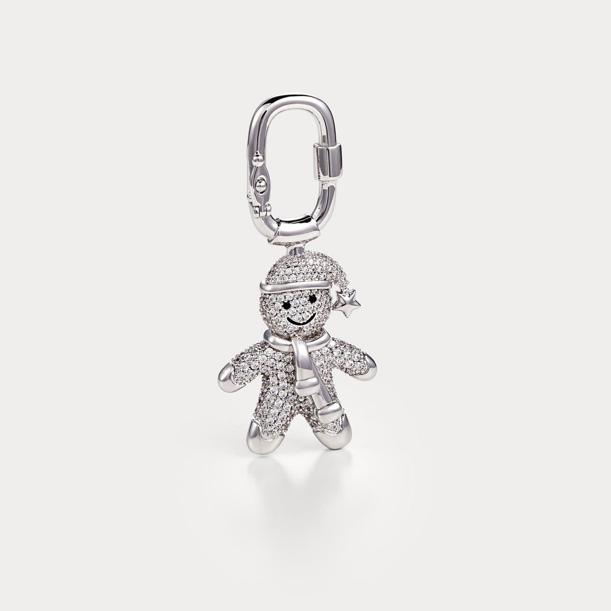 Sparkle Silver—Gingerbread Man Bag Charm