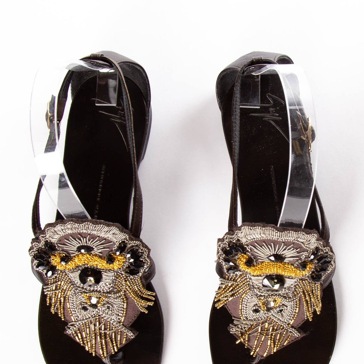 Giuseppe Zanotti Black Jewel Embellished Flats SZ 36.5 Sale