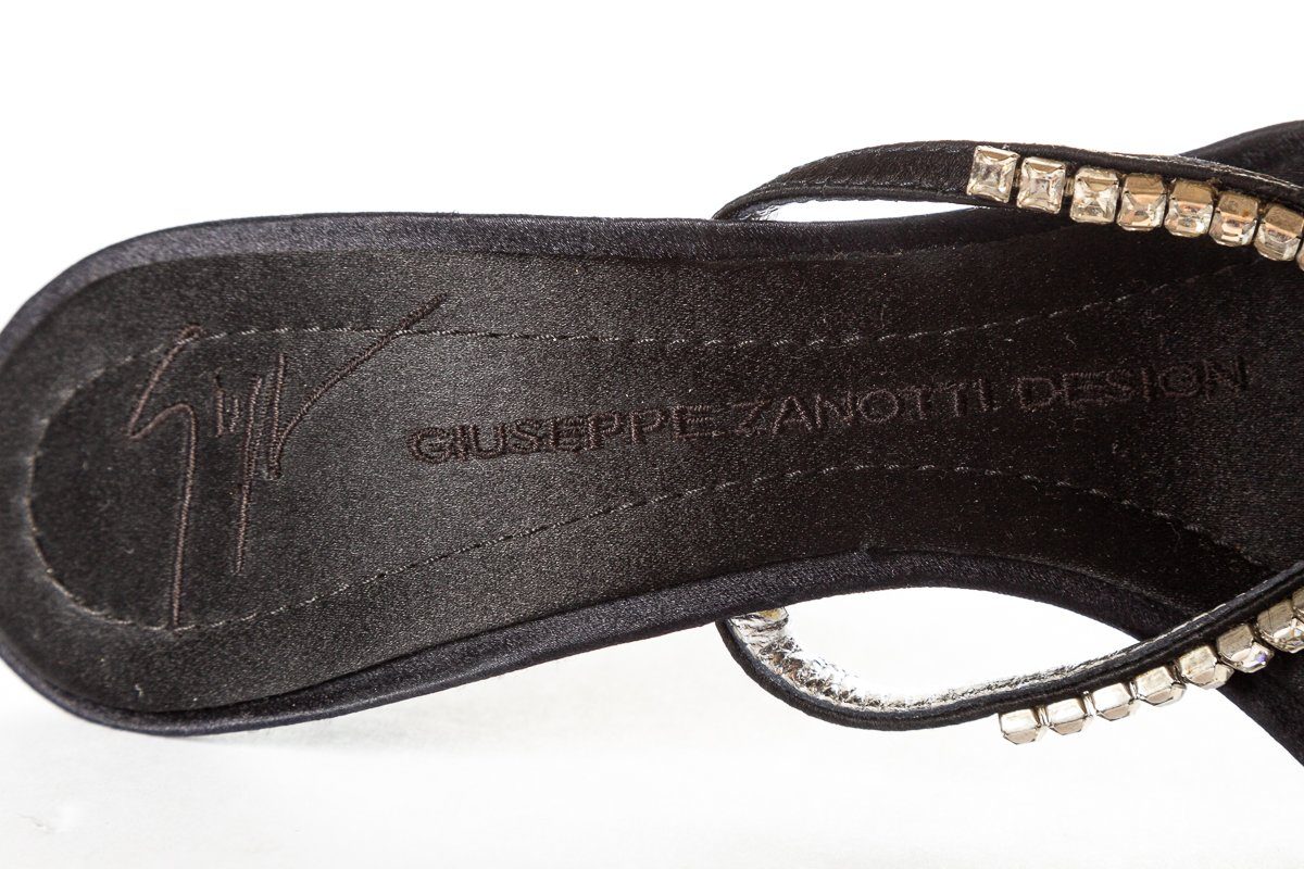Giuseppe Zanotti Black Satin & Crystal Sandals 35.5