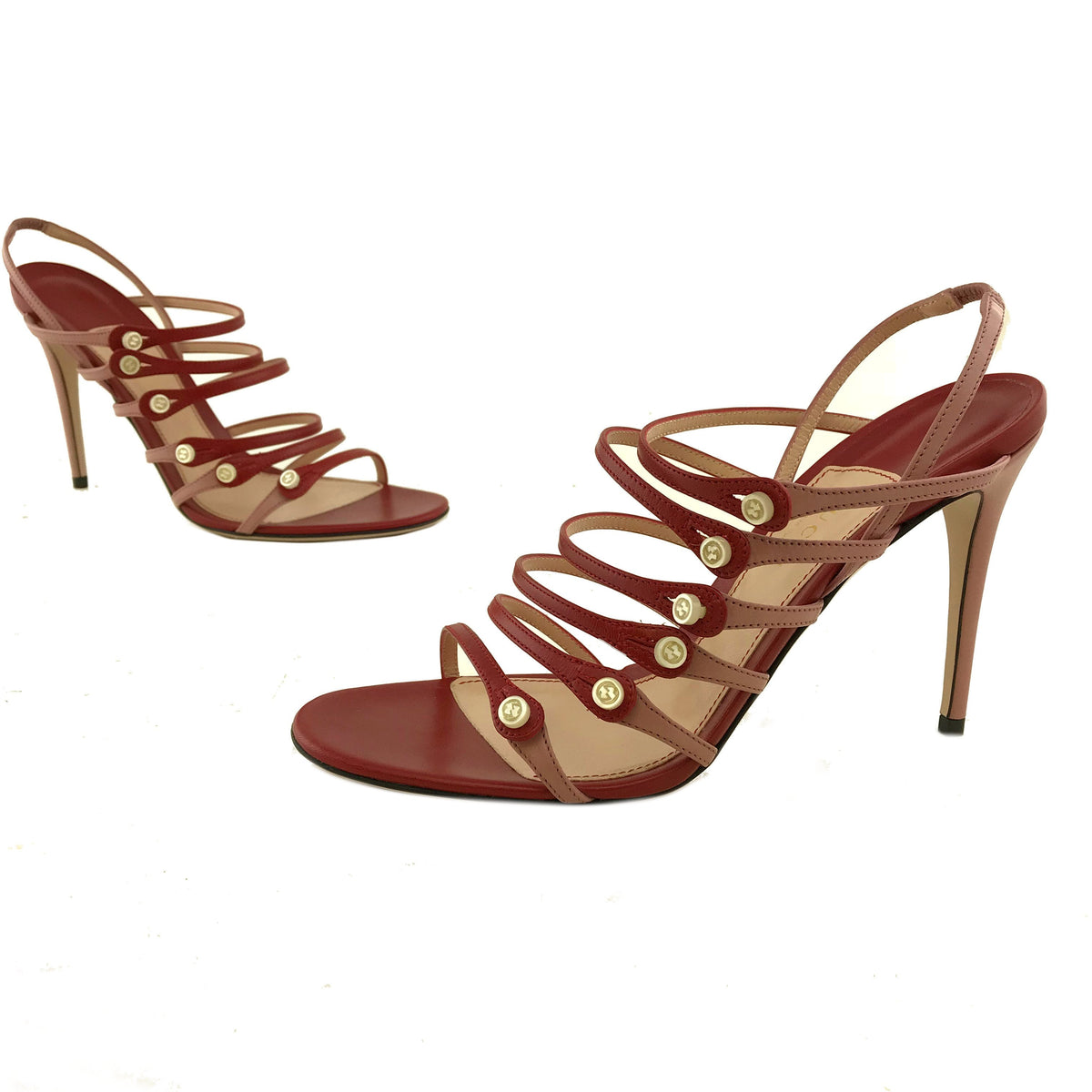 Gucci Aneta Strappy Leather Caged Sandal Size 8.5 NEW