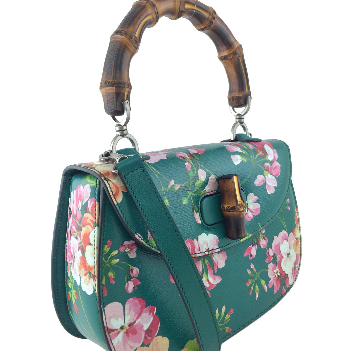 Gucci Bamboo Classic Blooms Small Top Handle Bag