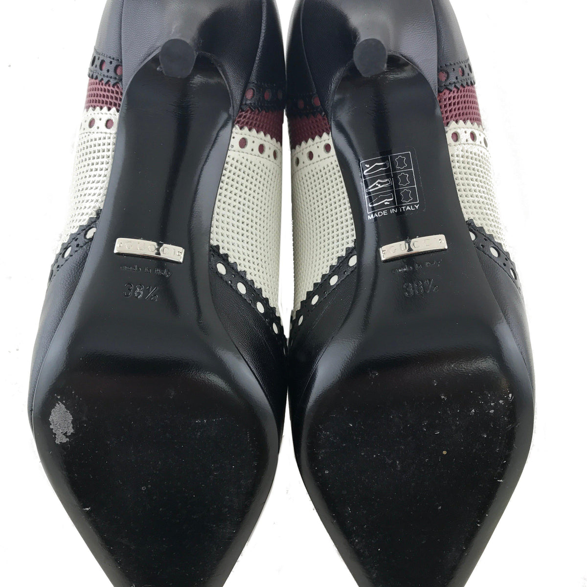Gucci Brogue Gia Pointy Toe Ankle Bootie Size 8.5