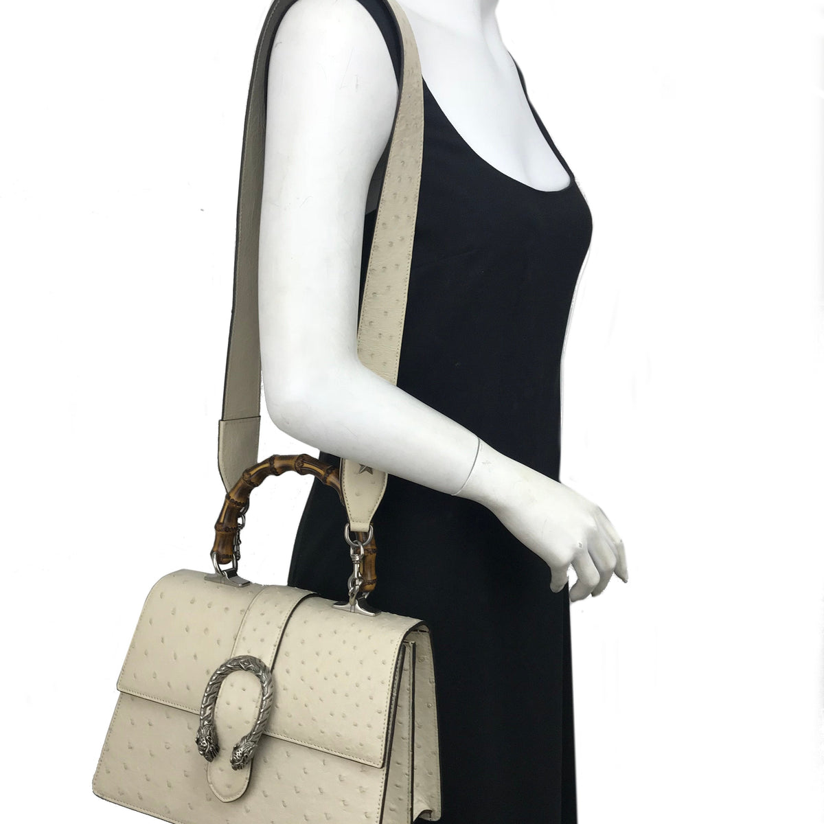 Gucci Dionysus Bamboo Top Handle Ostrich Bag