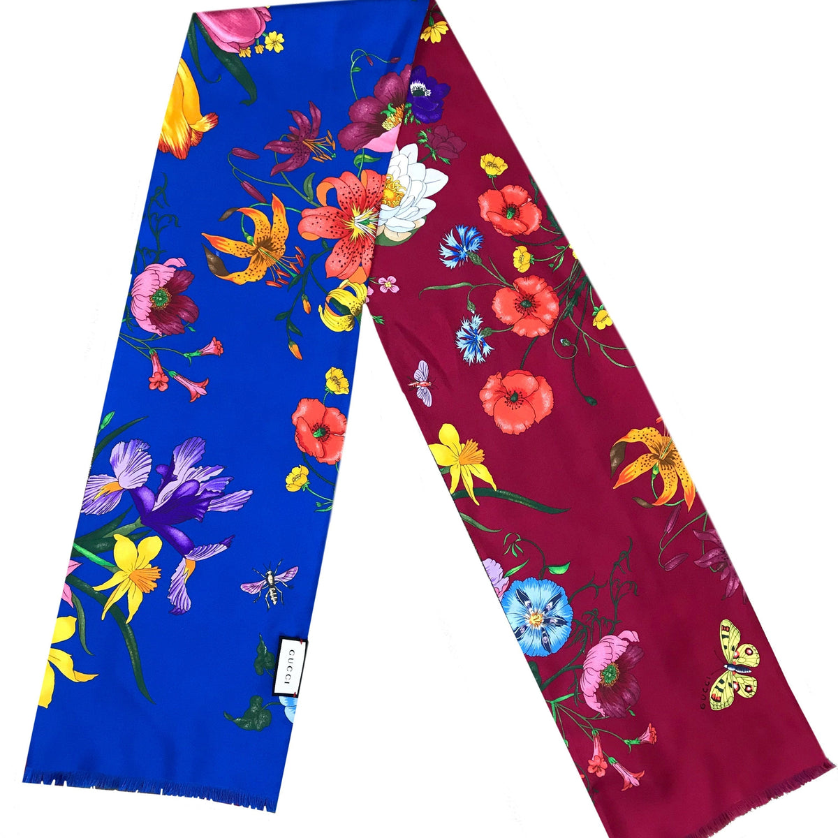 Gucci Flora Floral Reversible Silk Scarf