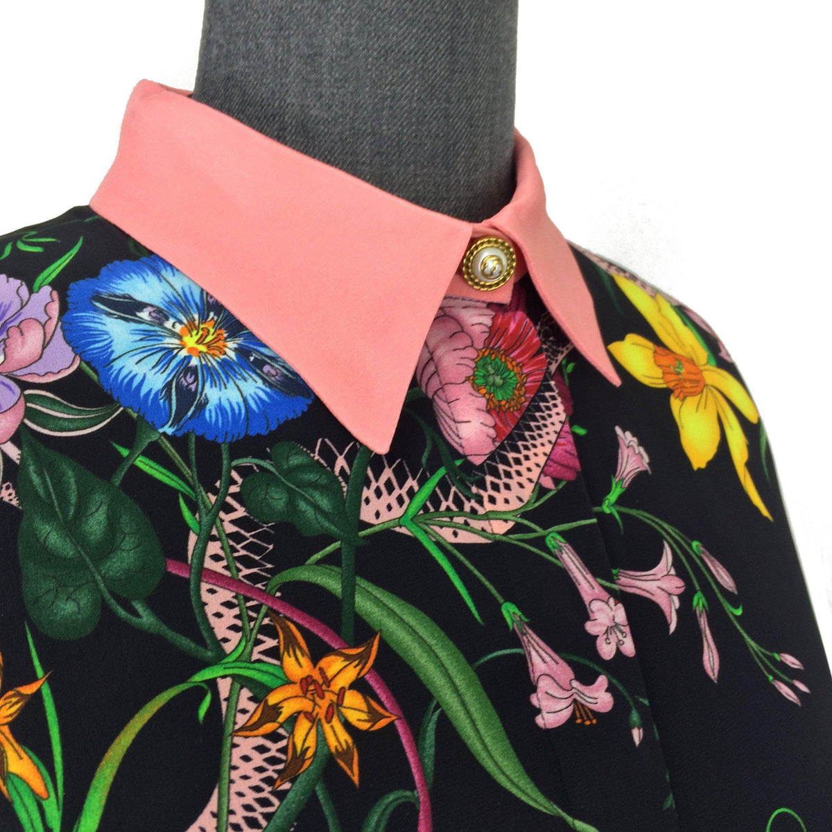 Gucci Flora Snake Print Silk Dress Size M