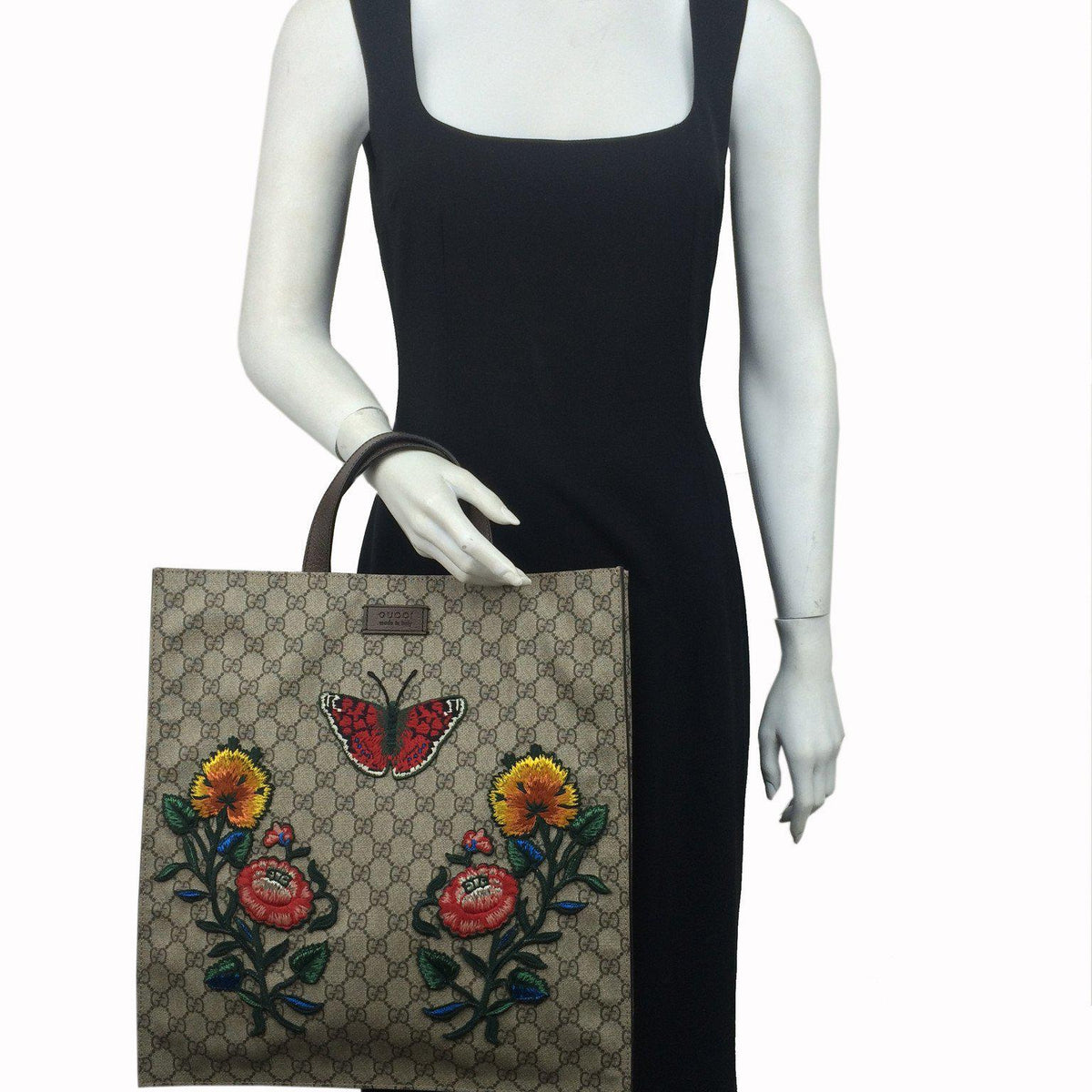 Gucci Floral Embroidered Soft GG Supreme Tote NEW