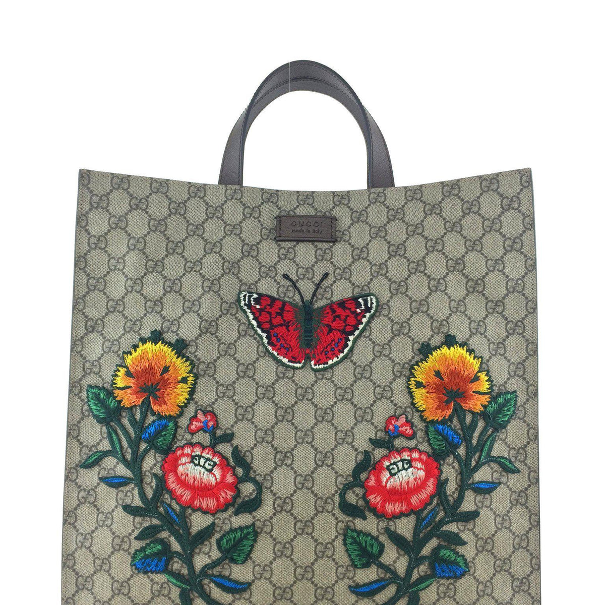Gucci Floral Embroidered Soft GG Supreme Tote NEW