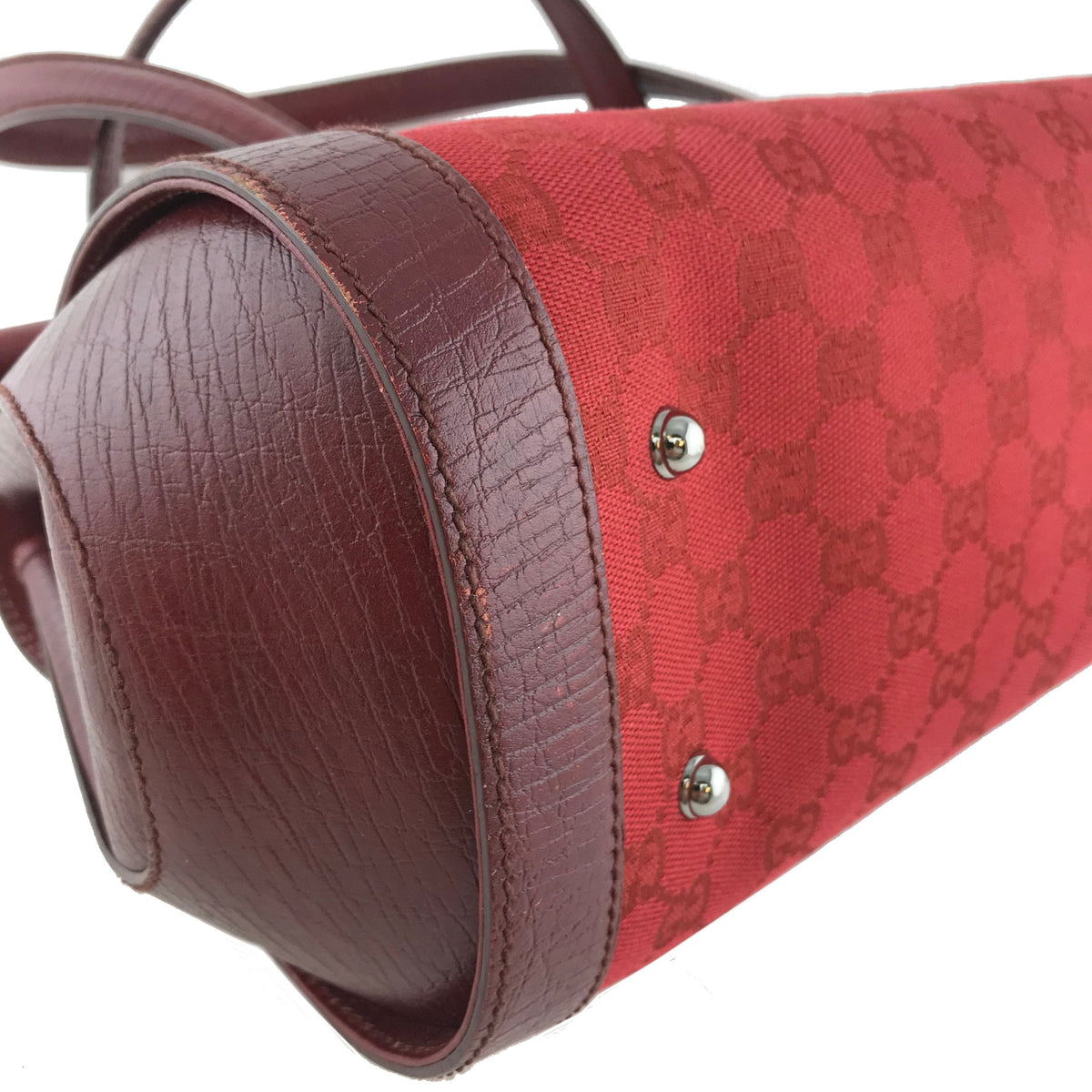 Gucci GG Canvas Leather Bamboo Bullet Bag